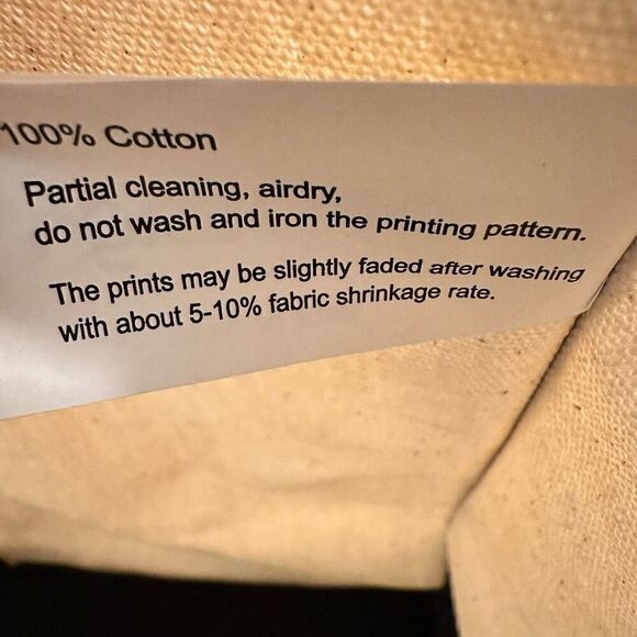 TopDesign Canvas Personalized Initial K 100% Cotton Black Cream Tote Bag OS - Picture 6 of 6